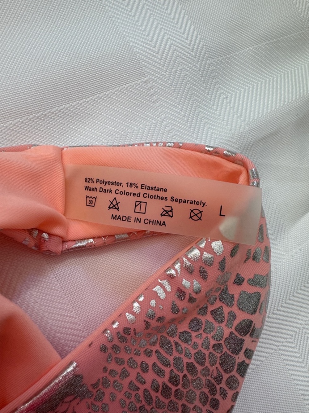 Set of 2 Coral Pink Silver Metallic Bikini Set/Cream Iridescent 1 Pc - Picture 7 of 16